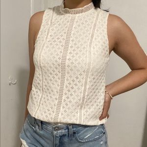 High neck eyelet blouse